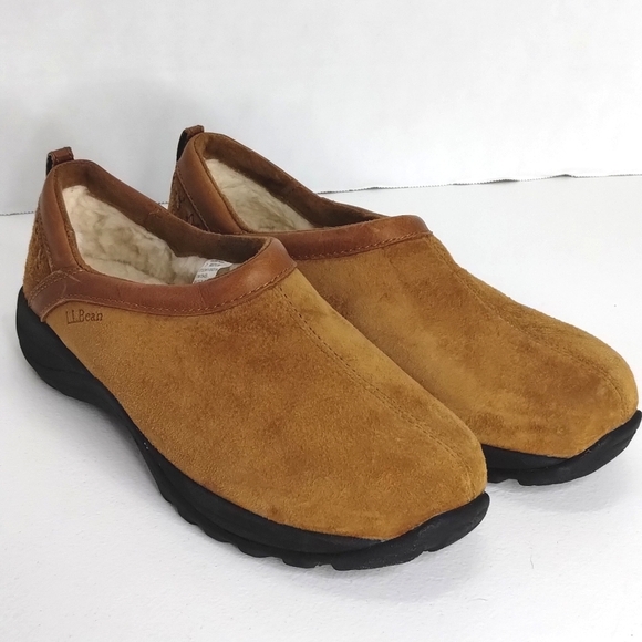 L.L. Bean Shoes - L.L.Bean Suede Shearling Slip-on Mocs women's 7 EUC